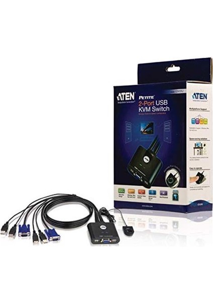 ATEN-CS22U 2PORT MİNİ USB KVM SWITCH+KABLO(YÖNET)