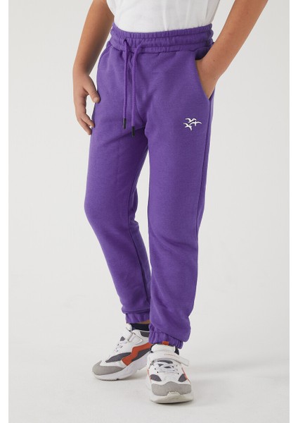 Kız Çocuk 3 Iplik Cepli Beli ve Paçası Lastikli Baskılı Eşofman Altı