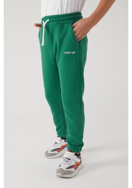 Erkek Çocuk 3 Iplik Cepli Beli ve Paçası Lastikli Baskılı Eşofman Altı