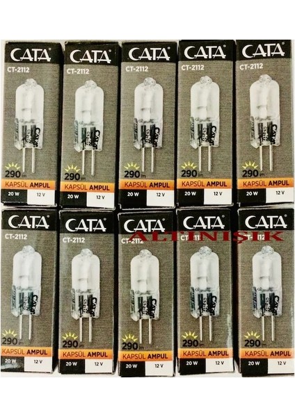 CT-2112 12 Volt 20 Watt G4 Duylu Halojen Kapsül Ampul Günışığı 5 Adet