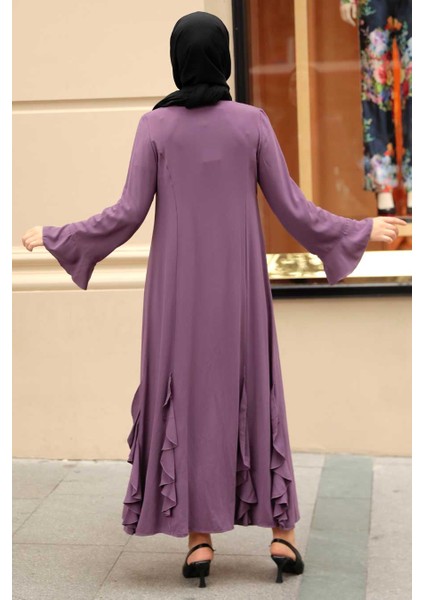 - Fırfır Detaylı Gül Kurusu Tesettür Abaya 1535GK fiyatları