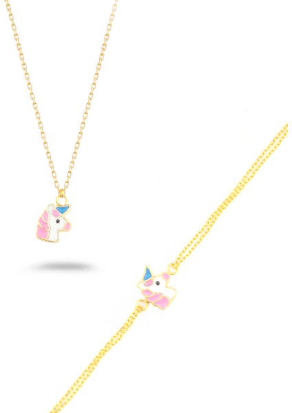 925 Ayar Gümüş Unicorn Kolye Bileklik Set fiyatları