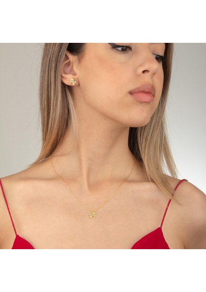 925 Ayar Gümüş Taşlı Unicorn Kolye Küpe Set ( Altın ) modelleri