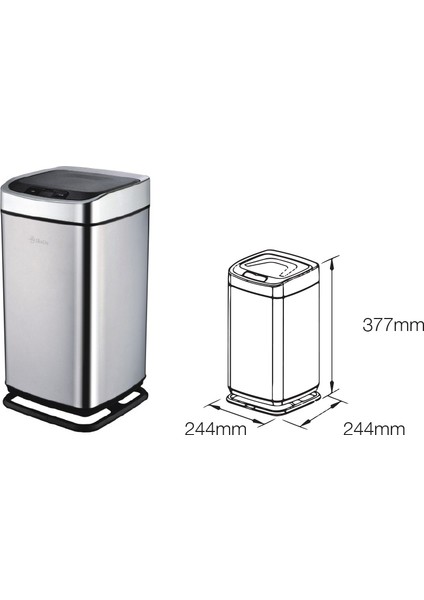 Gsc9 Sensörlü Çöp Kovası 9 Litre Paslanmaz Çelik