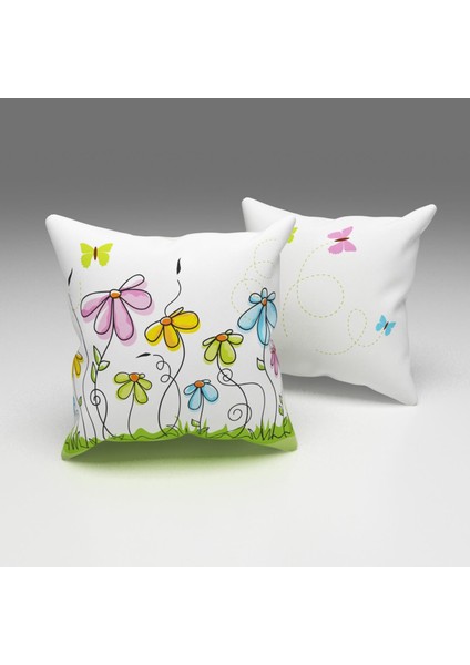 Paredora Papatyalar ve Çiçekler Kırlent Kılıfı