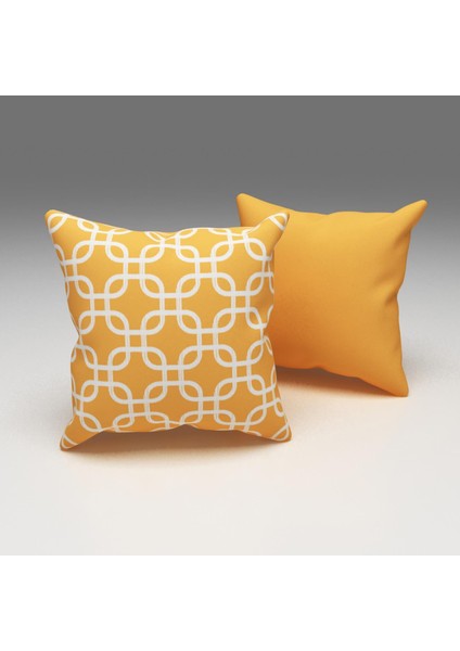 Paredora Turuncu Geometrik Kırlent Kılıfı