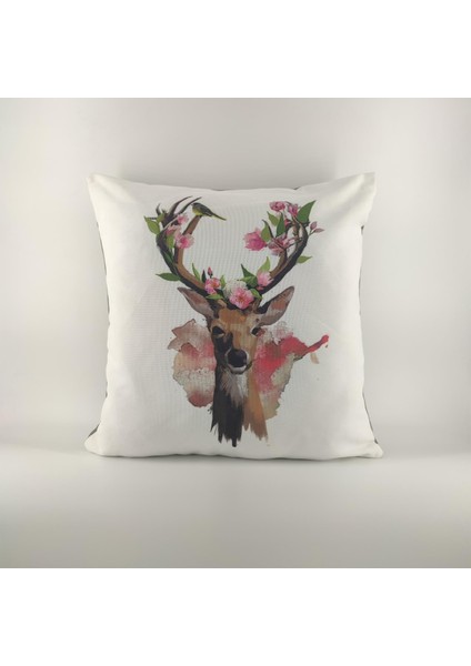 Paredora Çiçekli Ceylan Kırlent Kılıfı