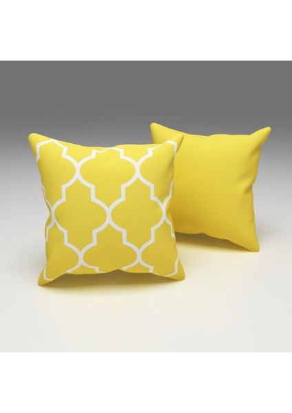 Paredora Sarı Geometrik Kırlent Kılıfı