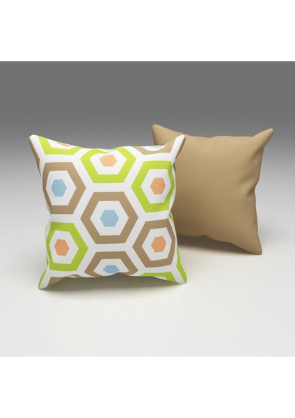 Paredora Yeşil Altıgenler Kırlent Kılıfı