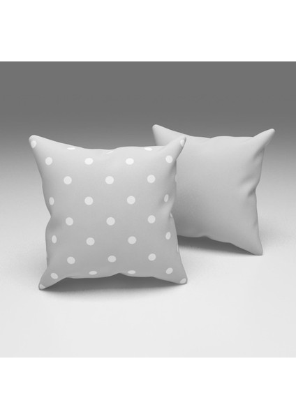 Paredora Gri Üstü Beyaz Puantiyeli Kırlent Kılıfı