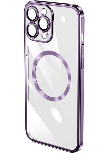 Apple iPhone 14 Pro Kılıf Kamera ve Lens Korumalı Magsafe Şeffaf Renkli Çerçeveli Sert Pc Lüx Kapak