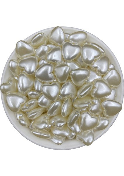 25GR Krem Renk 18MM Kalp Lüks Kaplama Plastik Inci Boncuk, Takı Yapım Boncuğu #6 (~20ADET) fiyatları