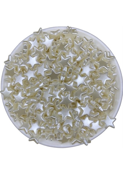 25GR Krem Renk 12MM Yıldız Lüks Kaplama Plastik Inci Boncuk, Takı Yapım Boncuğu #8 (~80ADET) fiyatları