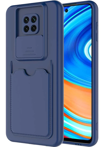 Kip GSM Xiaomi Redmi Note 9 Pro Kılıf ​sürgülü Kamera Korumalı Kartlık Bölmeli Silikon Kapak