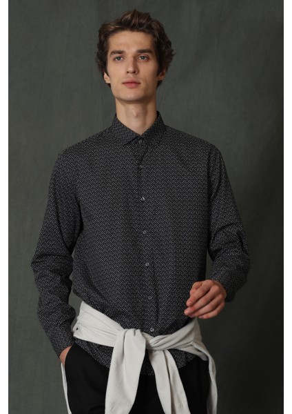 Felıx Erkek Basic Gömlek Comfort Slim Fit Siyah