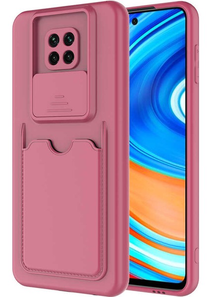 Xiaomi Redmi Note 9 Pro Kılıf ​sürgülü Kamera Korumalı Kartlık Bölmeli Silikon Kapak