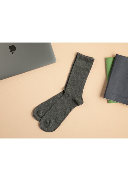 Basic Cotton Pamuk Erkek Uzun Konçlu Çorap 40-44 Gri