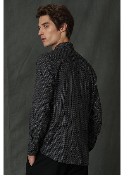 Felıx Erkek Basic Gömlek Comfort Slim Fit Siyah