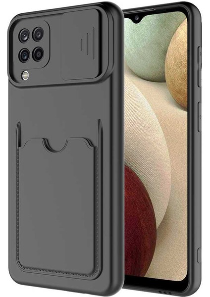 Samsung Galaxy M32 Kılıf ​sürgülü Kamera Korumalı Kartlık Bölmeli Silikon Kapak