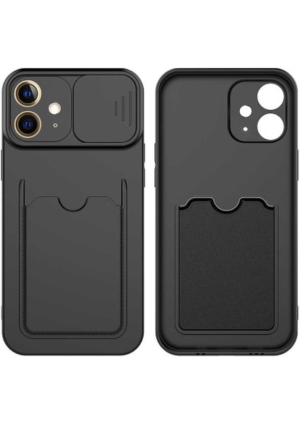 Apple iPhone 12 Mini Kılıf ​sürgülü Kamera Korumalı Kartlık Bölmeli Silikon Kapak fırsatları