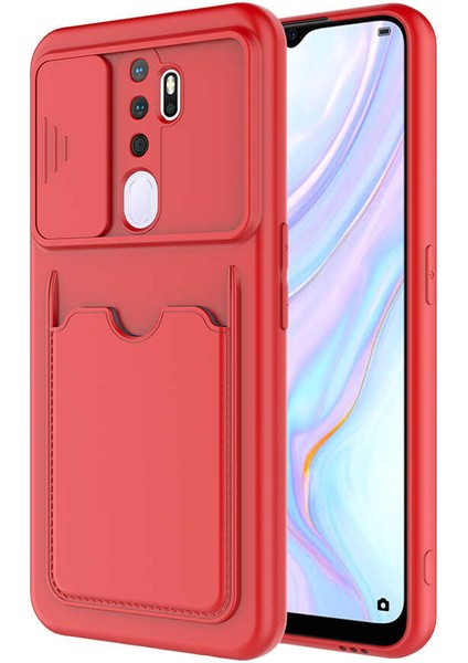 Oppo A9 2020 Kılıf ​sürgülü Kamera Korumalı Kartlık Bölmeli Silikon Kapak