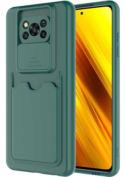 Xiaomi Poco X3 Kılıf ​sürgülü Kamera Korumalı Kartlık Bölmeli Silikon Kapak