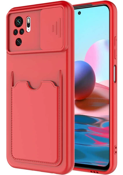 Kip GSM Xiaomi Redmi Note 10S Kılıf ​sürgülü Kamera Korumalı Kartlık Bölmeli Silikon Kapak