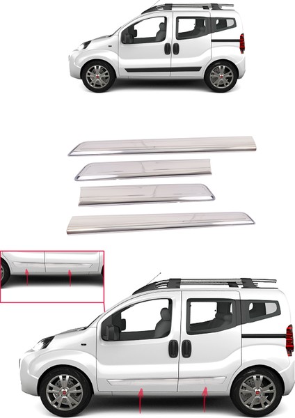 Servet Dizayn Oto Fiat Fiorino 2007> Yan Kapı Çıtası 4 Prç. P.çelik