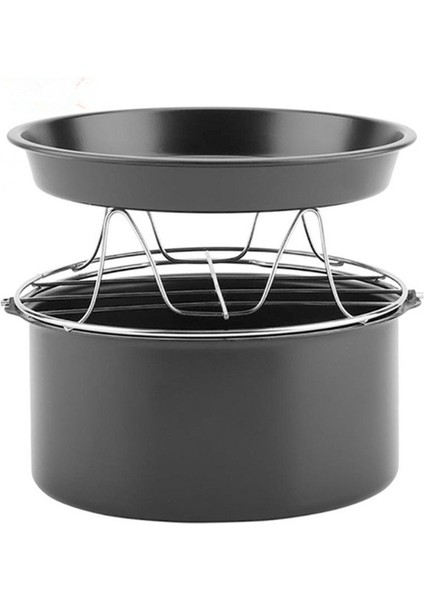 3 Parça 9 Inç (21.5cm) Yui / Xiaomi / Philips / Kumtel Uyumlu Air Fryer Aksesuarları Set - Siyah (Yurt Dışından)
