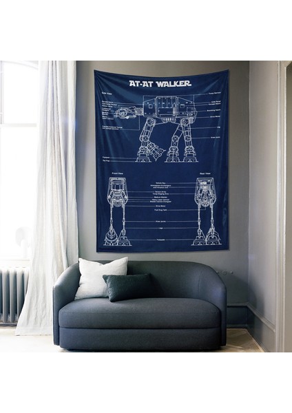 At- At Walker- Star Wars Duvar Örtüsü- Navyblue