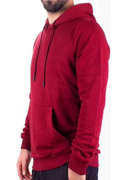 2732 Bordo Kapüşonlu Erkek Sweatshirt