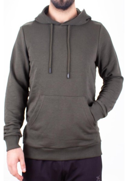 2732 Haki Kapüşonlu Erkek Sweatshirt