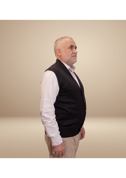 Erkek Lacivert Baba Yeleği Önden Zarif Düğmeli ve Klasik Çift Cepli Rahat Kesim Ince Yün Triko fırsatları