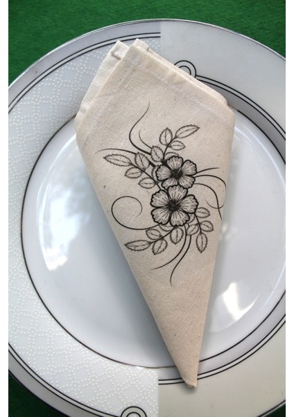 6 Adet Sarmaşık Desenli Doğal Keten Servis Sunum Peçetesi fiyatları