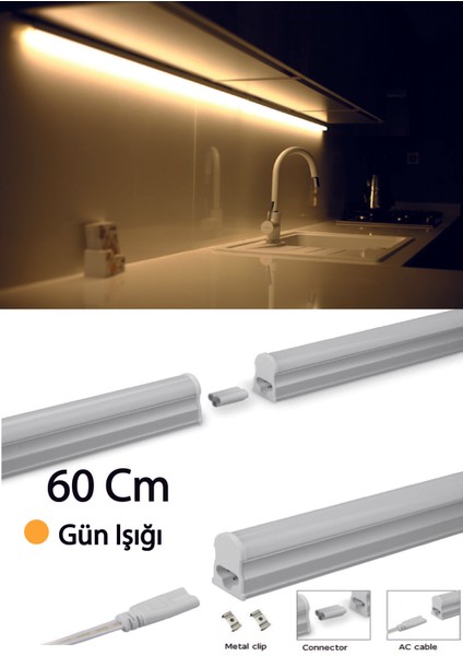 Anahtarlı Mutfak Tezgah Raf Aydınlatması 60 Cm 220V