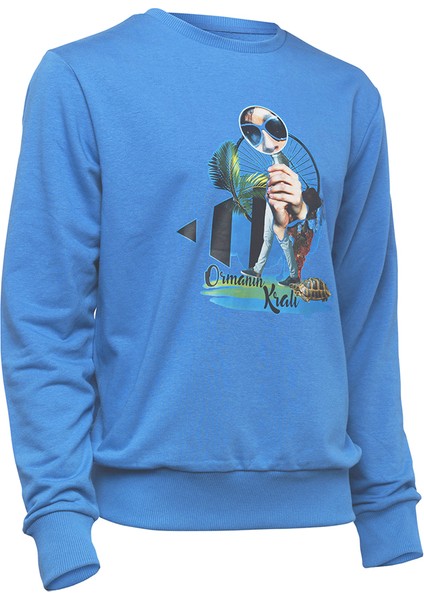 Sweatshirt Nature Ormanın Kralı Erkek Mavi