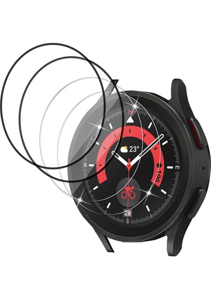 Samsung Galaxy Watch 5 Uyumlu 44MM Uyumlu Ppma Ekran Koruyucu Tam Kaplar Black Nano Temperli Cam Flexible Crytal Clear