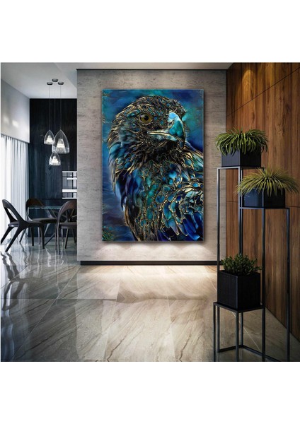 Altın Çizgisel Kartal Asalet Hayvan Asil Modern Sanat Dekor Kanvas Tablo