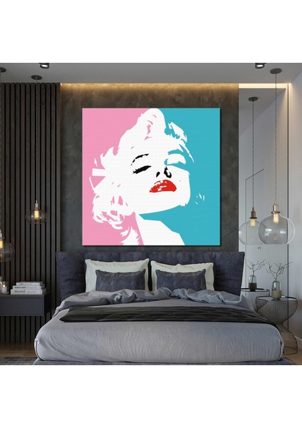 Marilyn Monroe Kırmızı Rujlu Kadın Retro Woman Kanvas Tablo