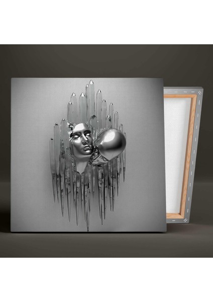 3D Sarılan Metal Çift Kabartma Kanvas Tablo