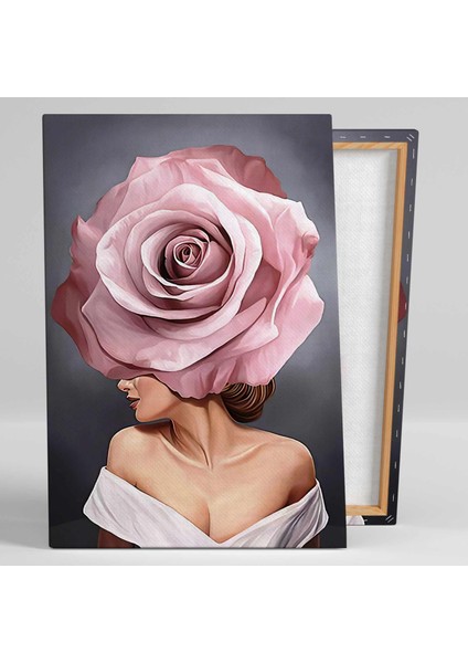 Gül Saçlı Kadın Rose Pembe Yağlı Boya Efektli Kanvas Tablo fiyatları