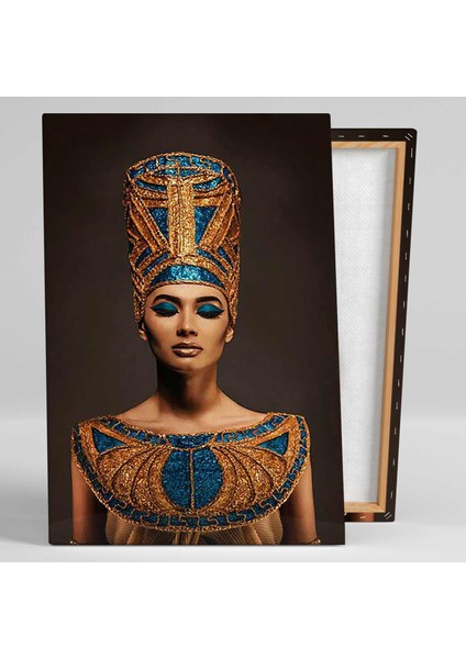 Kraliçe Nefertiti Mısırlı Kadın Geleneksel Kıyafetli Antik Kanvas Tablo