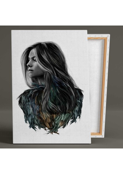 Kuş Kanadı Saçlı Kadın Model Woman Dekor Kuaför Kanvas Tablo fiyatları