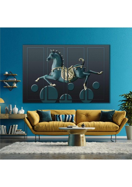 Tahta Oyuncak At Modern Dekoratif Sembol Kanvas Tablo