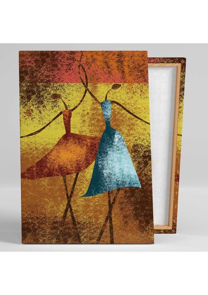 Yağlı Boya Efektli Dans Eden Afrikalı Kadınlar Etnik Kıyafet Modern Kanvas Tablo fiyatları