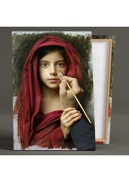 Kırmızı Eşaplı Ağlayan Kız Çoçuğu Ressam Yağlı Boya Efekt Kanvas Tablo fiyatları