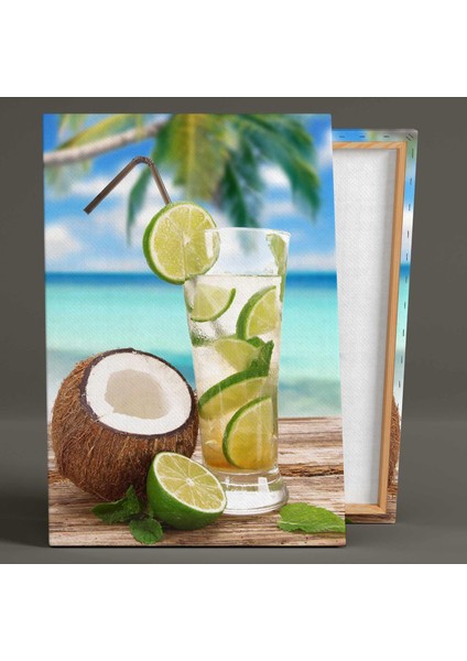 Hindistan Cevizi Limon Kokteyl Tatil Kanvas Tablo