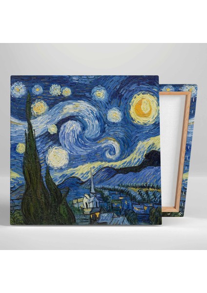 Van Gogh Yıldızlı Gece Tablosu Modern Sanat Yağlı Boya Efektli Kanvas Tablo