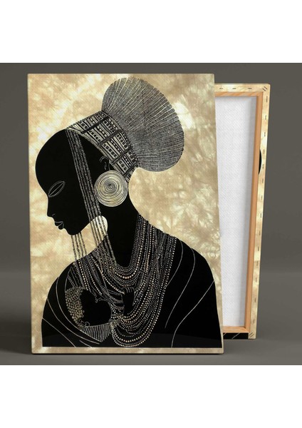 Afrikalı Kadın Gold Takı Etnik Kıyafet Afro African Woman Kanvas Tablo fiyatları