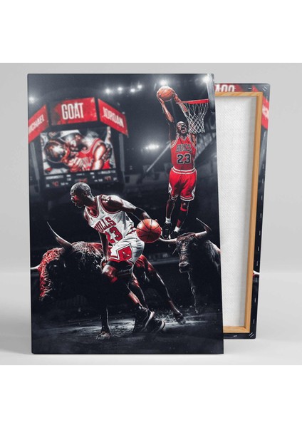 Nba Michael Jordan Art Chicago Bulls Basketbol Boğa Smaç Kanvas Tablo